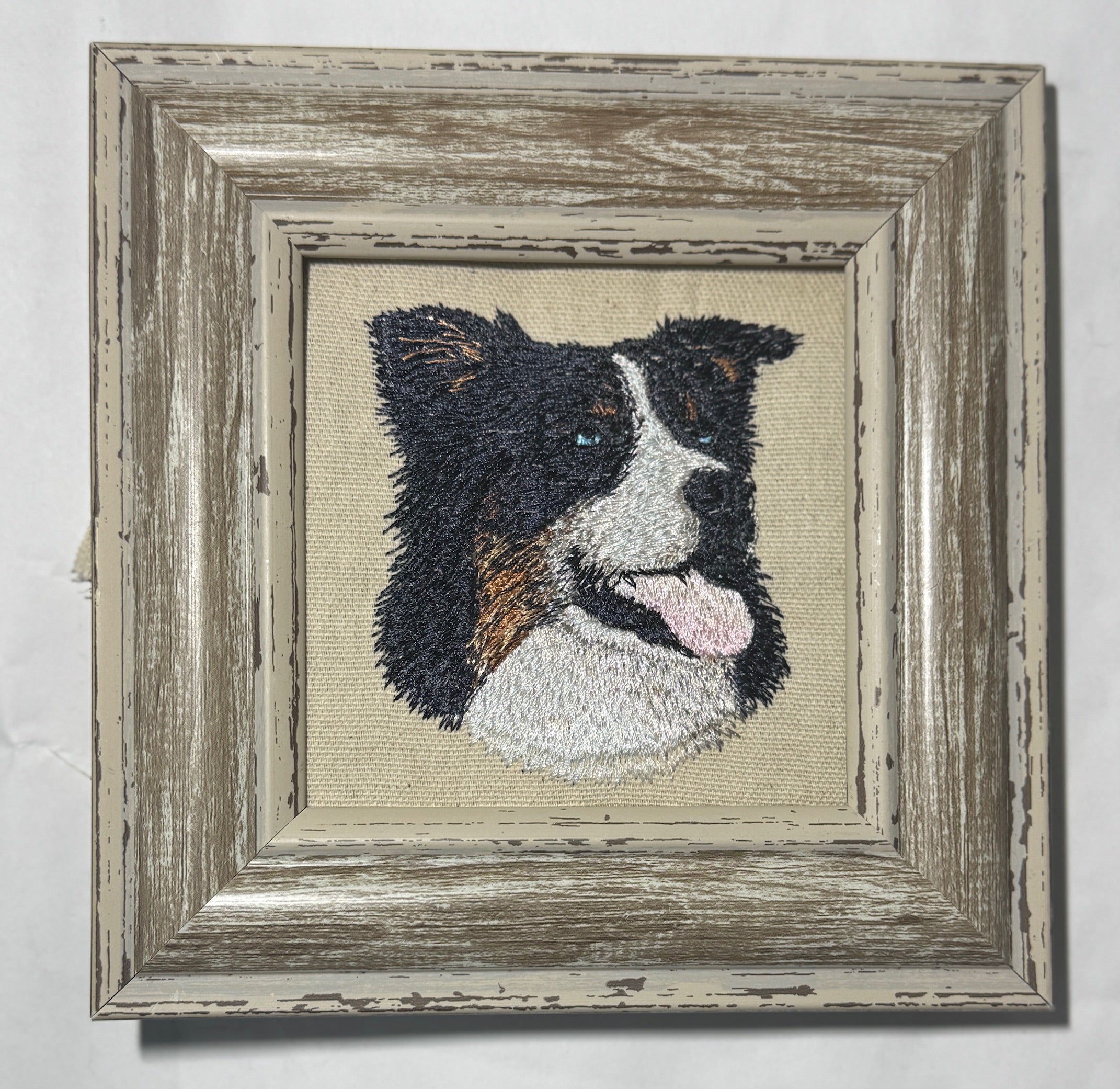 Australian Shepherd (Aussie) — Machine Embroidered Framed Art | Tabletop Decor