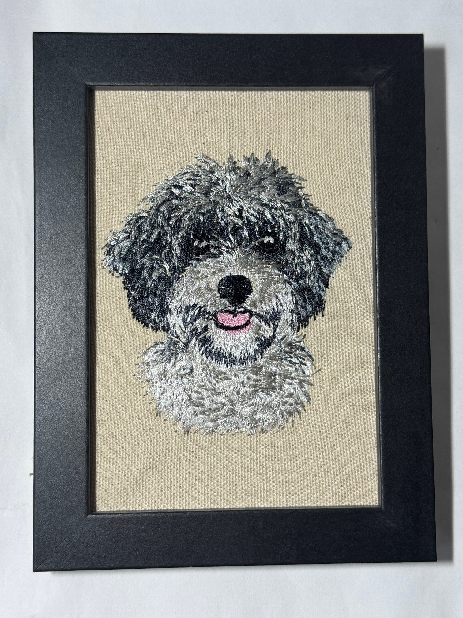 Cavachon Doodle Dog Breed Machine Embroidered Art | Framed Tabletop Decor