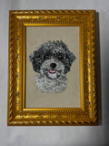 Cavachon Doodle Dog Breed Machine Embroidered Art | Framed Tabletop Decor