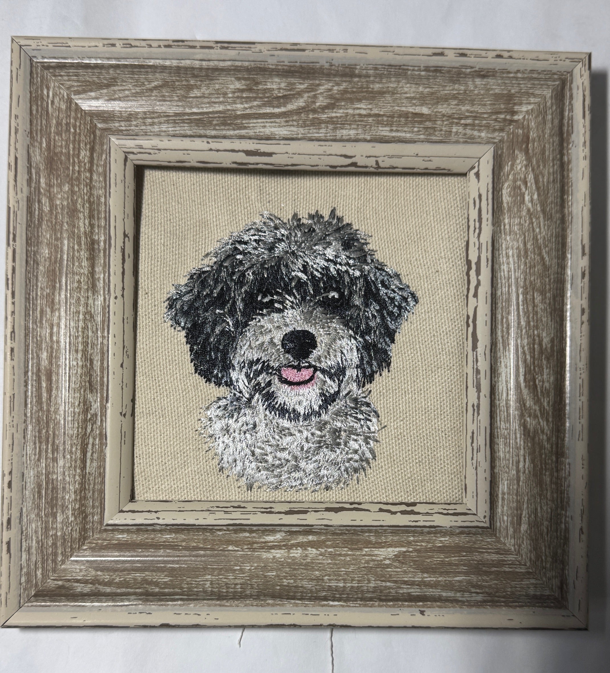 Cavachon Doodle Dog Breed Machine Embroidered Art | Framed Tabletop Decor