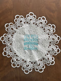 New Grandma machine embroidered 16" white doily! Unique Tabletop Home Decor