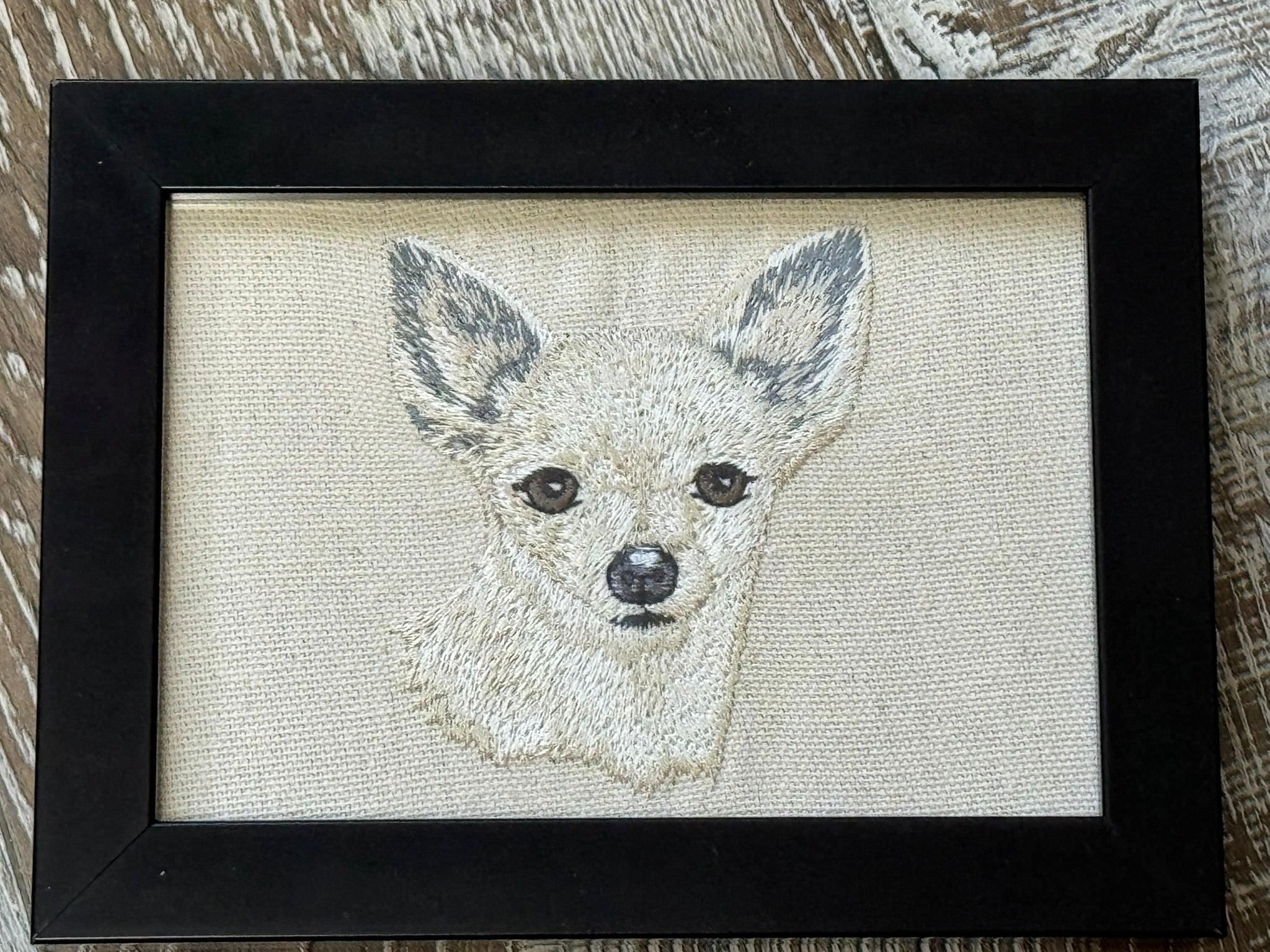 Chihuahua Machine Embroidered Framed Art | Tabletop Decor
