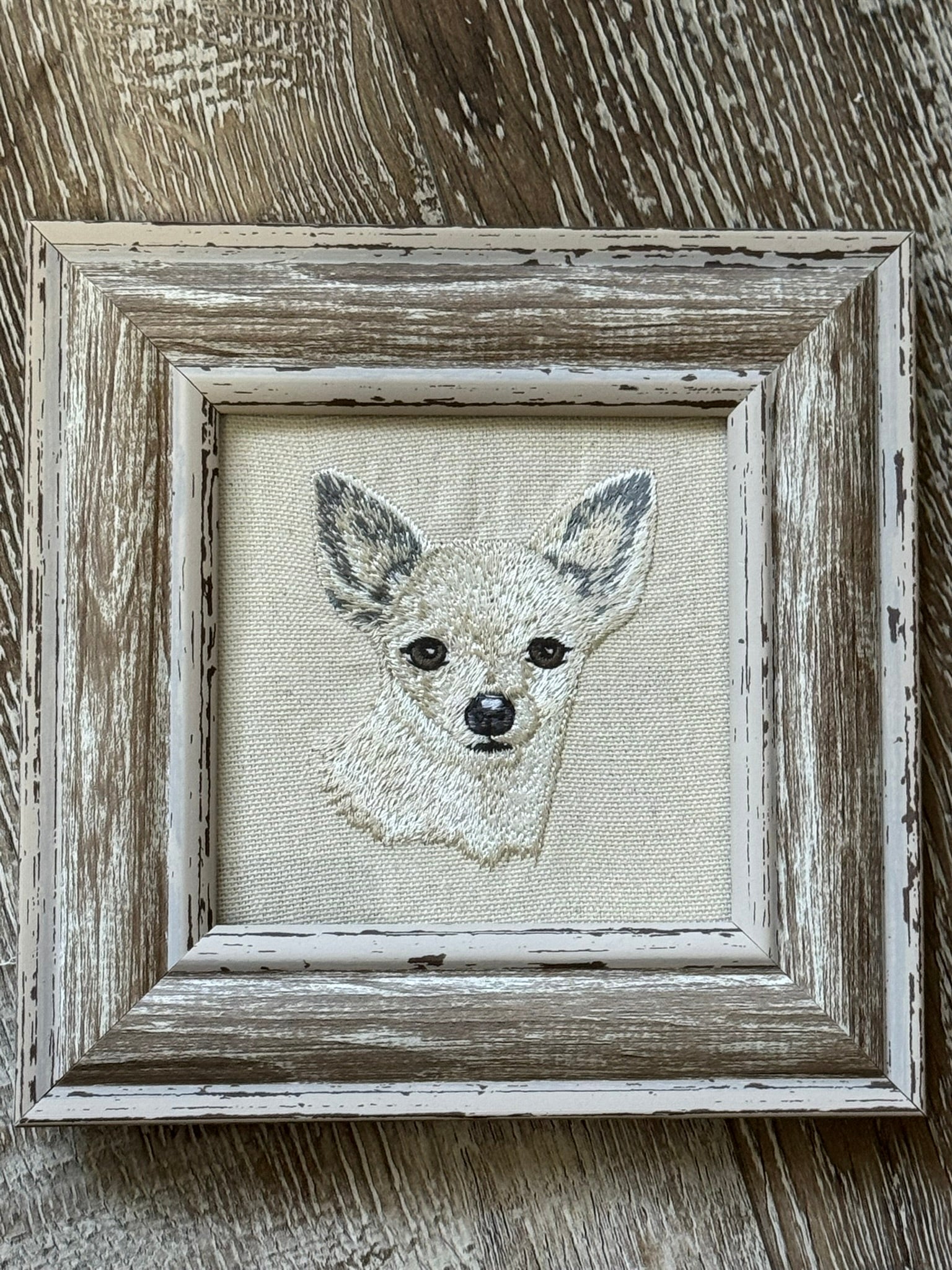 Chihuahua Machine Embroidered Framed Art | Tabletop Decor