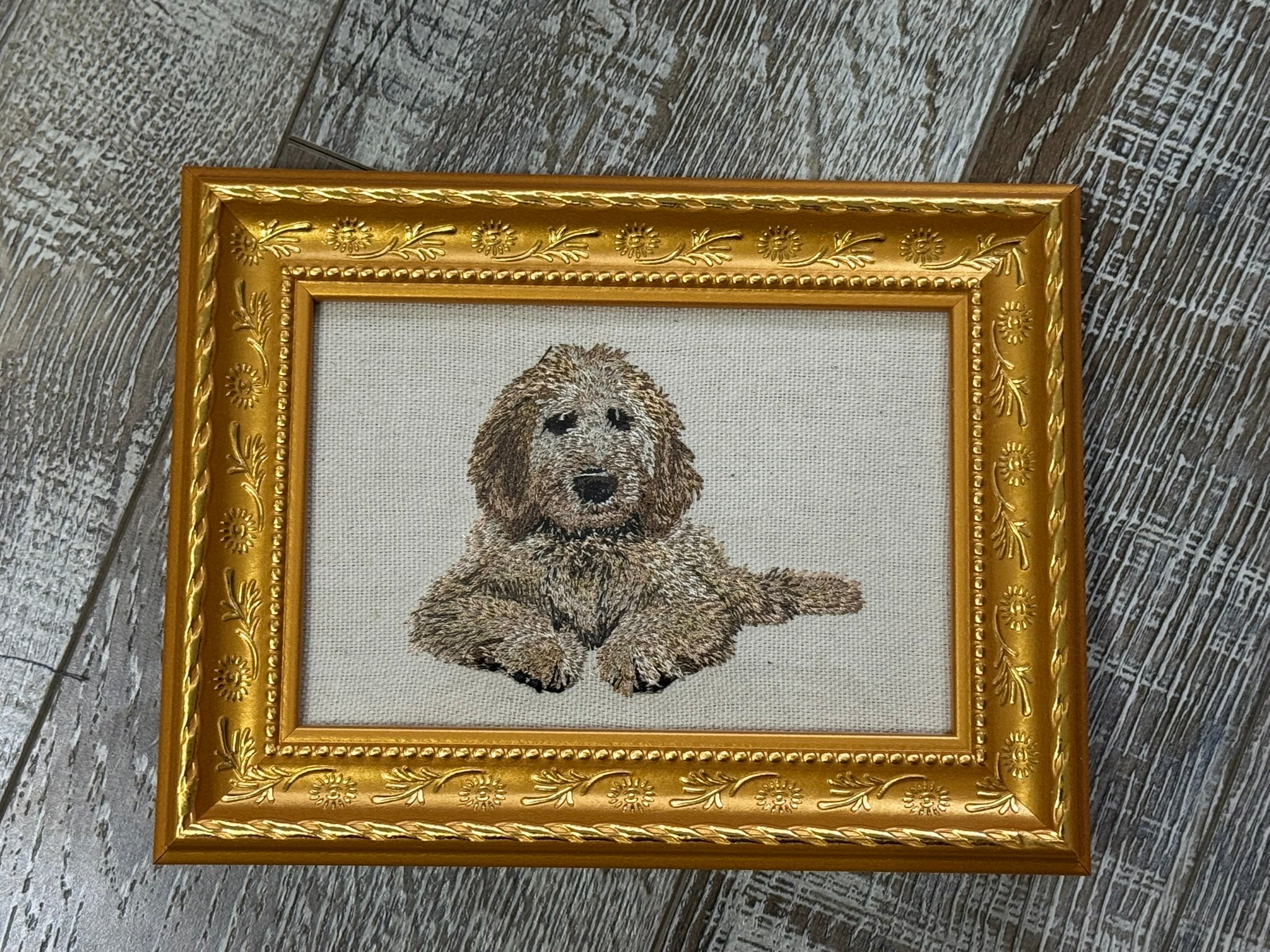 Goldendoodle Machine Embroidered Framed Art No. 3 | Tabletop Decor