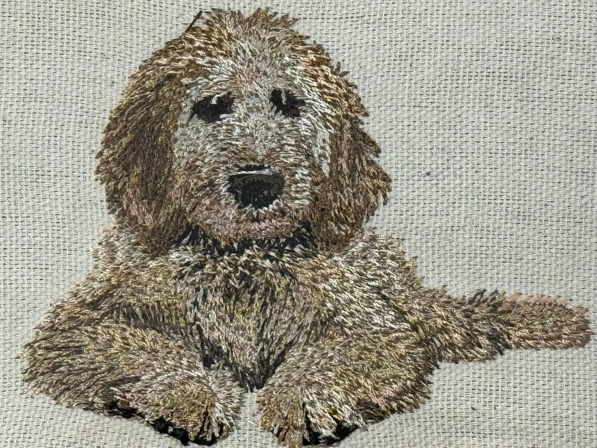 Goldendoodle Machine Embroidered Framed Art No. 3 | Tabletop Decor