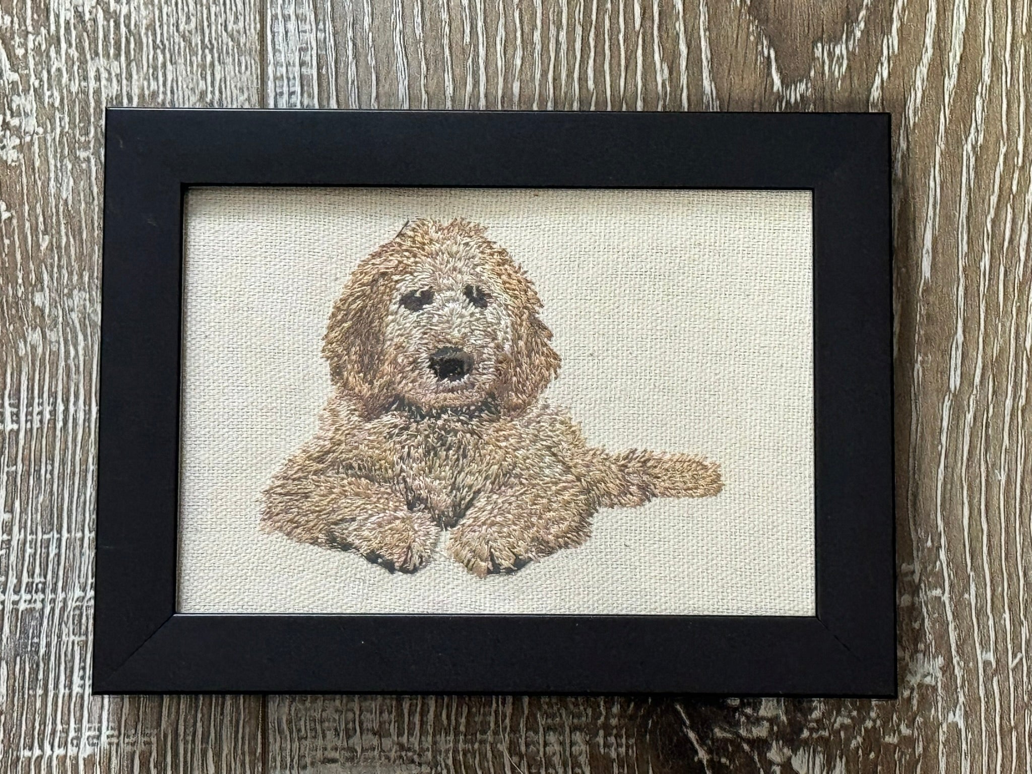 Goldendoodle Machine Embroidered Framed Art No. 3 | Tabletop Decor