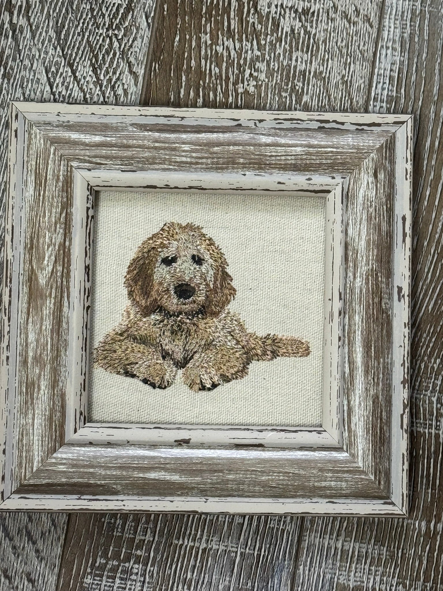 Goldendoodle Machine Embroidered Framed Art No. 3 | Tabletop Decor