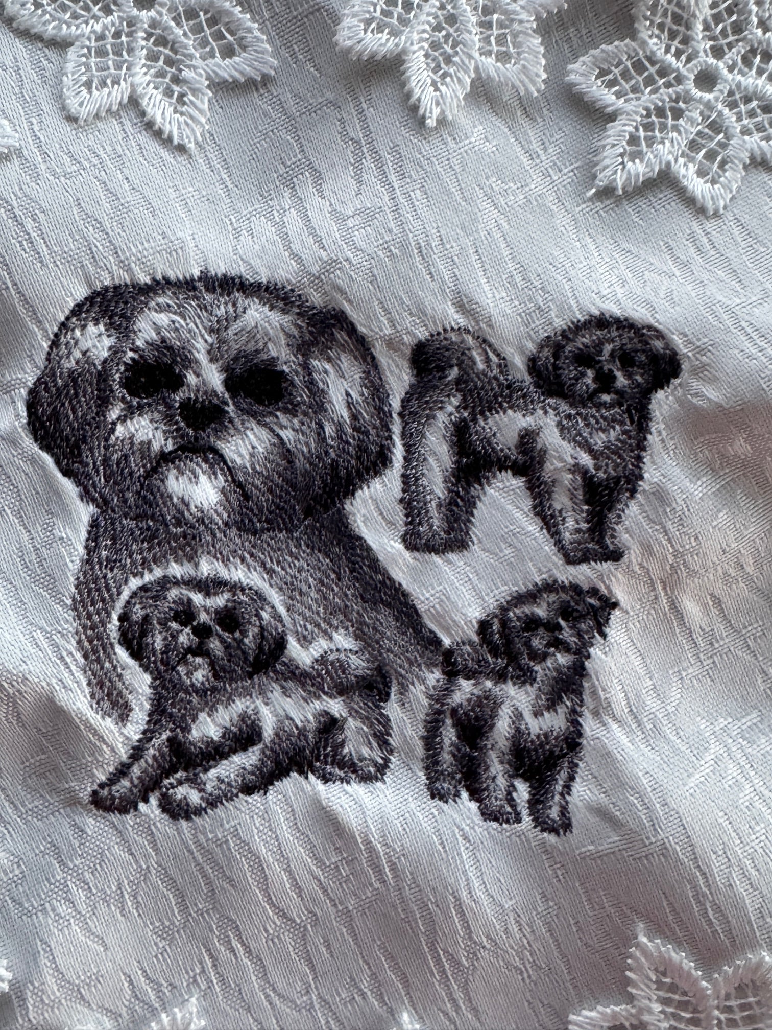 Shih tzu Machine Embroidered Doily! Unique Tabletop Home Decor Dog Breed