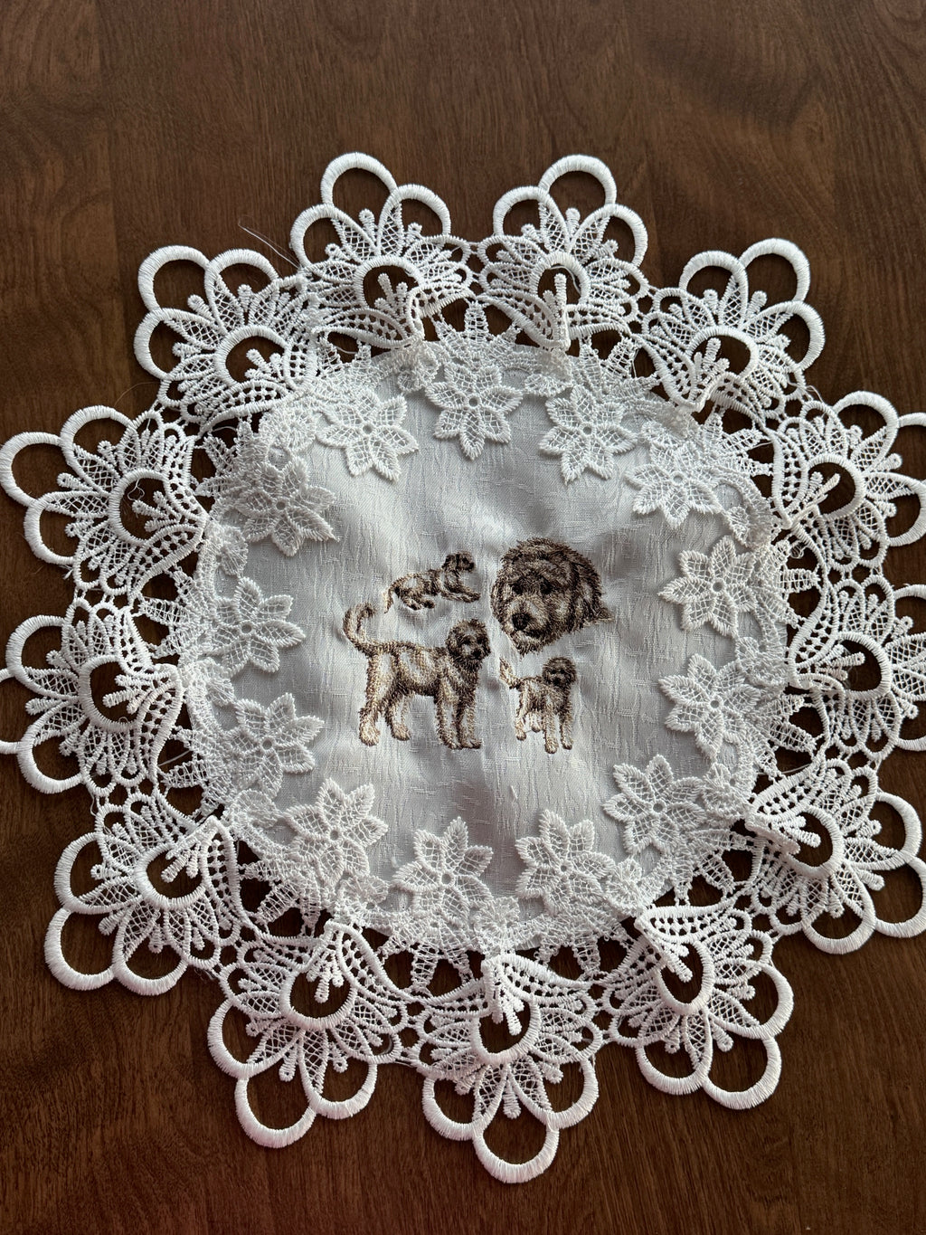 Goldendoodle Dog Breed Machine Embroidered Doily Tabletop Decor