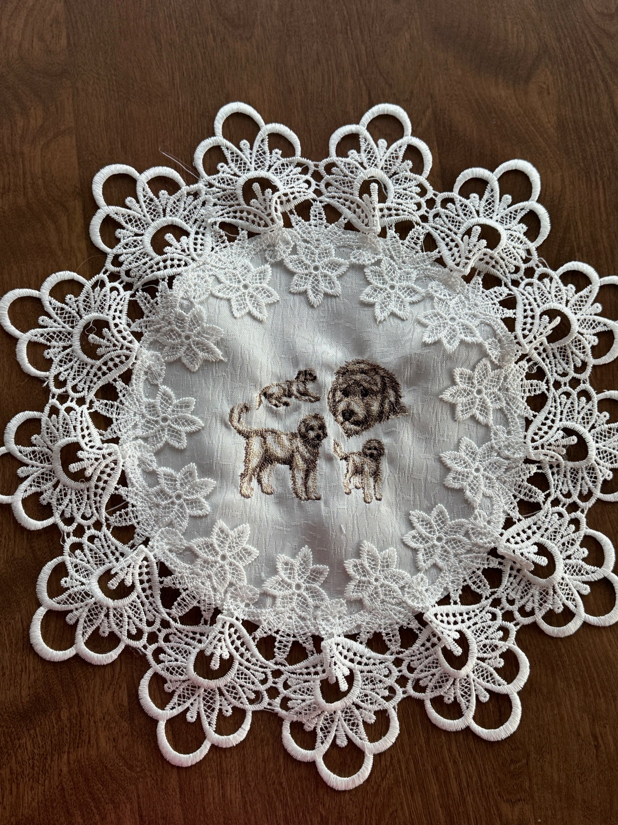 Goldendoodle Dog Breed Machine Embroidered Doily Tabletop Decor