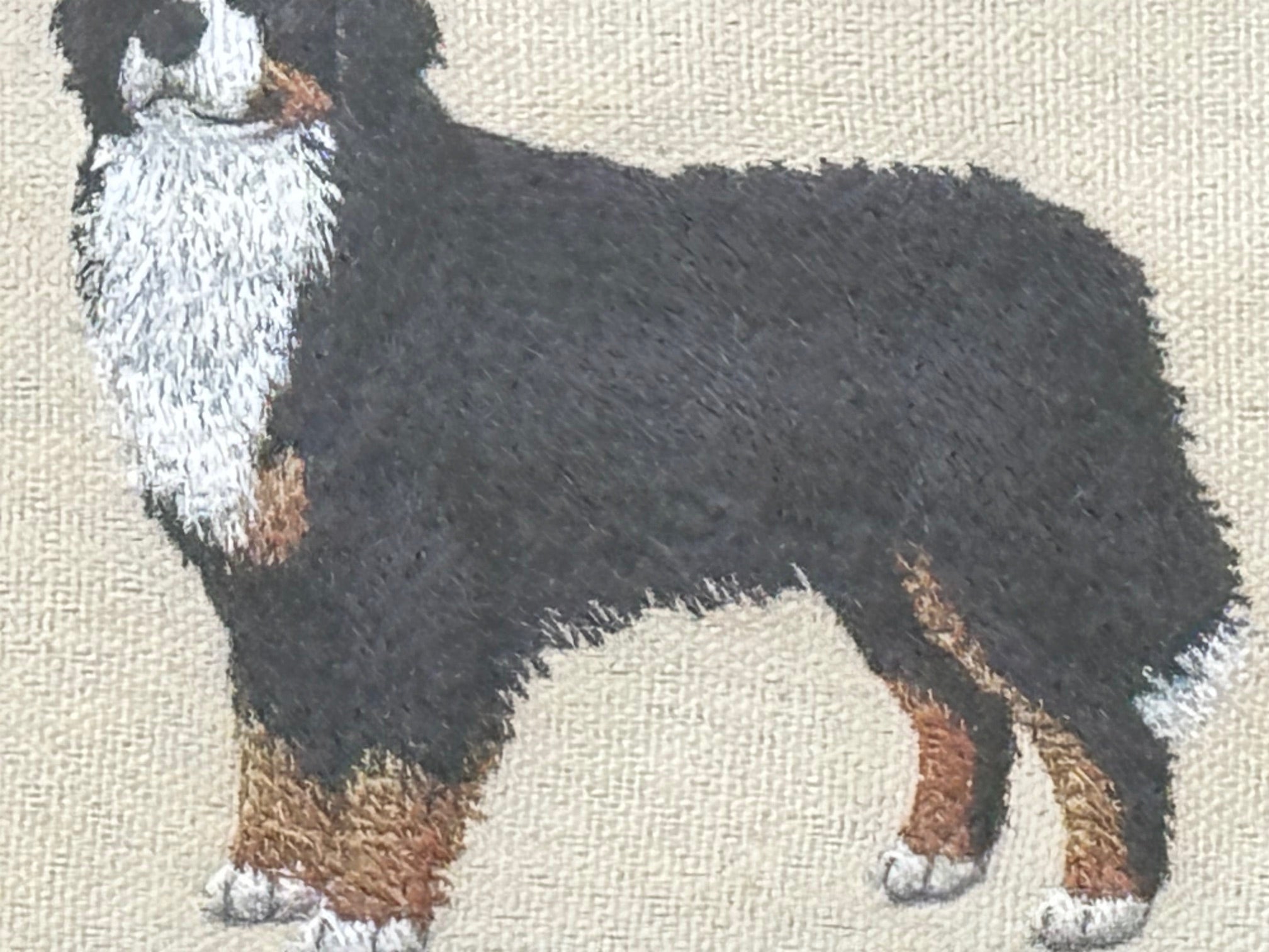 Bernese Mountain Dog Machine Embroidered Framed Art | Tabletop Decor