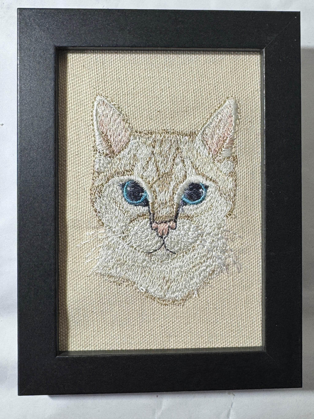 Cat — Machine Embroidered Framed Art | Tabletop Decor