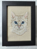 Cat — Machine Embroidered Framed Art | Tabletop Decor