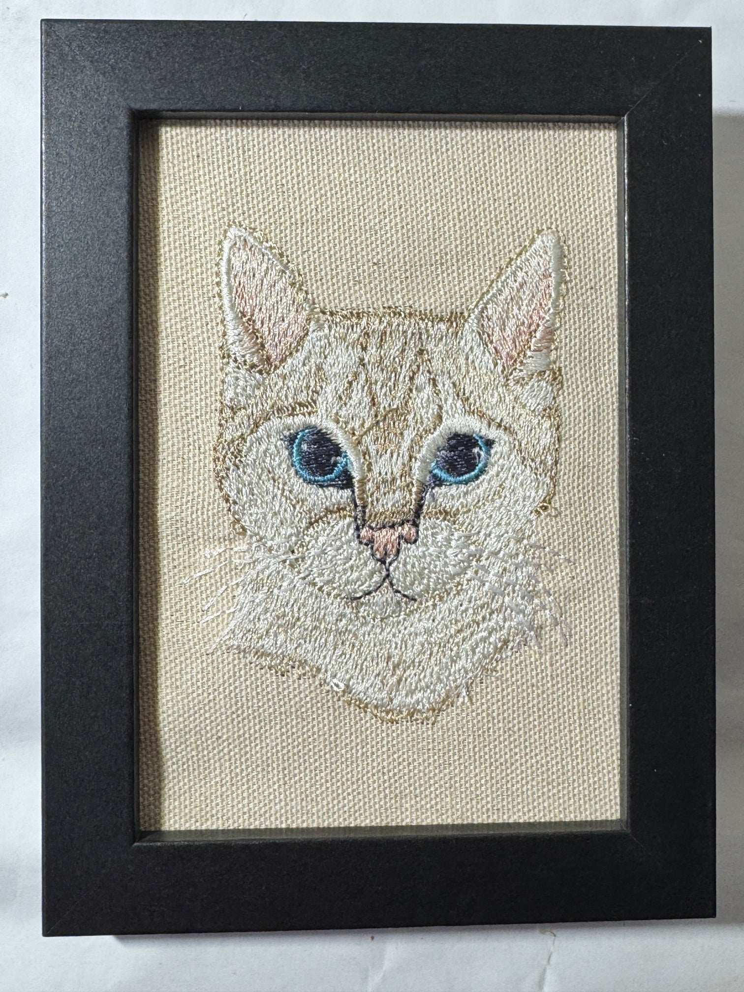 Cat — Machine Embroidered Framed Art | Tabletop Decor