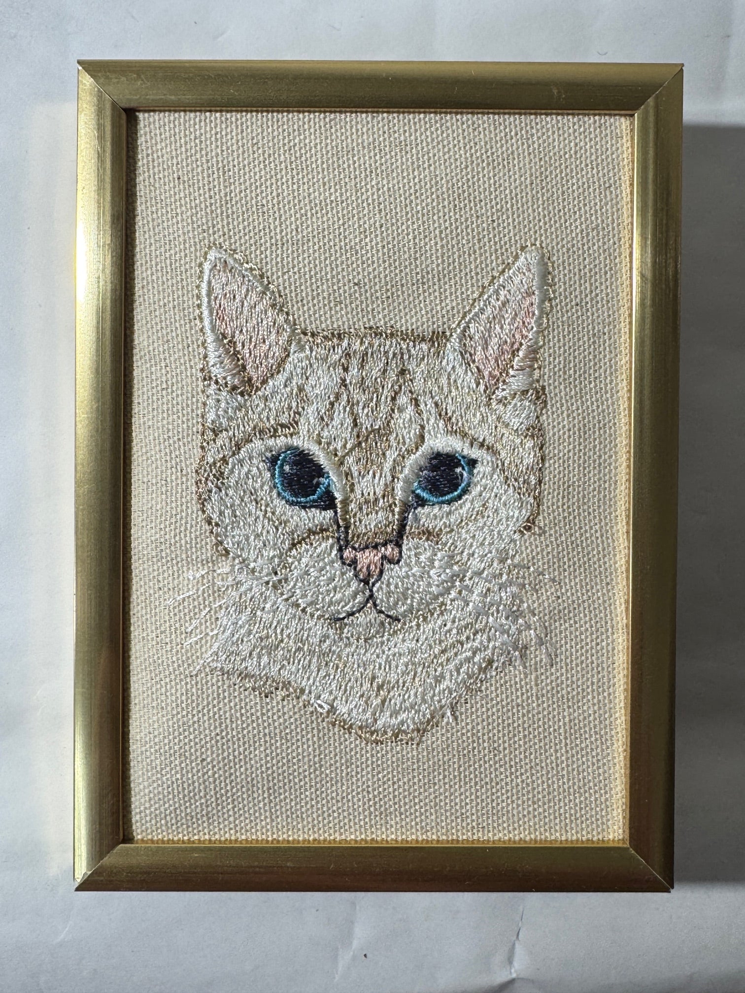 Cat — Machine Embroidered Framed Art | Tabletop Decor