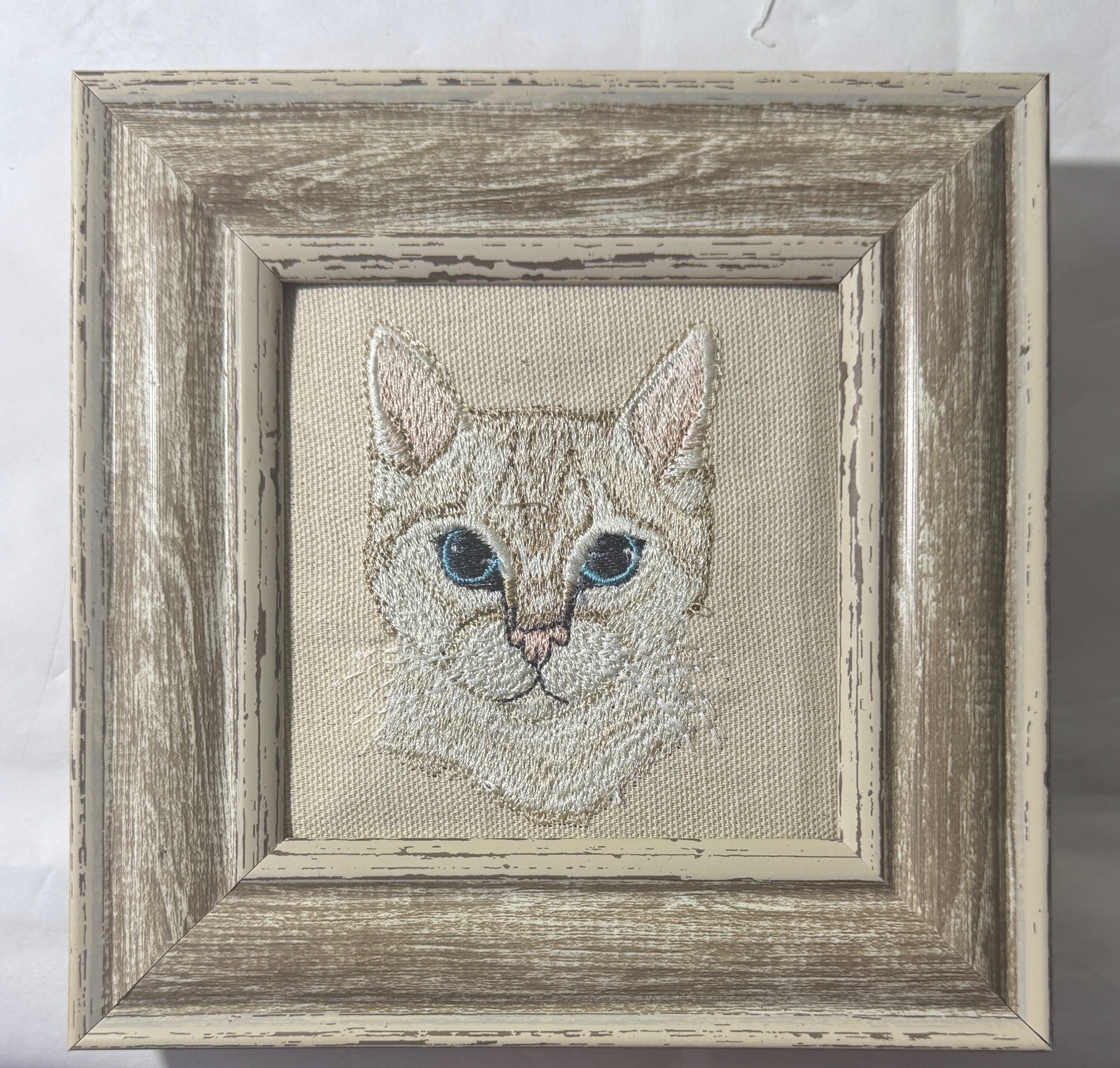Cat — Machine Embroidered Framed Art | Tabletop Decor