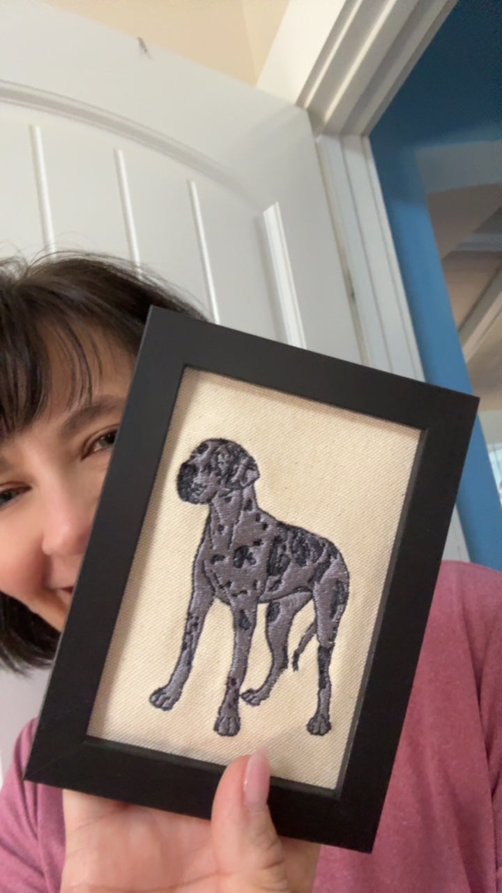 Great Dane — Machine Embroidered Framed Art | Tabletop Decor