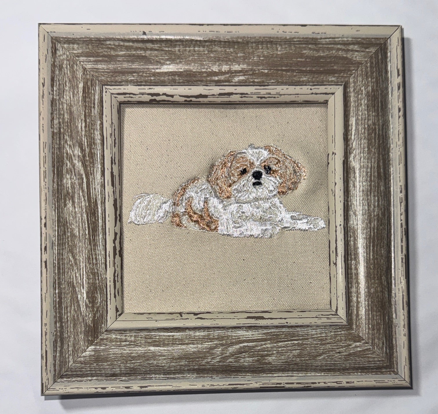 Shih Tzu — Machine Embroidered Framed Art | Tabletop Decor