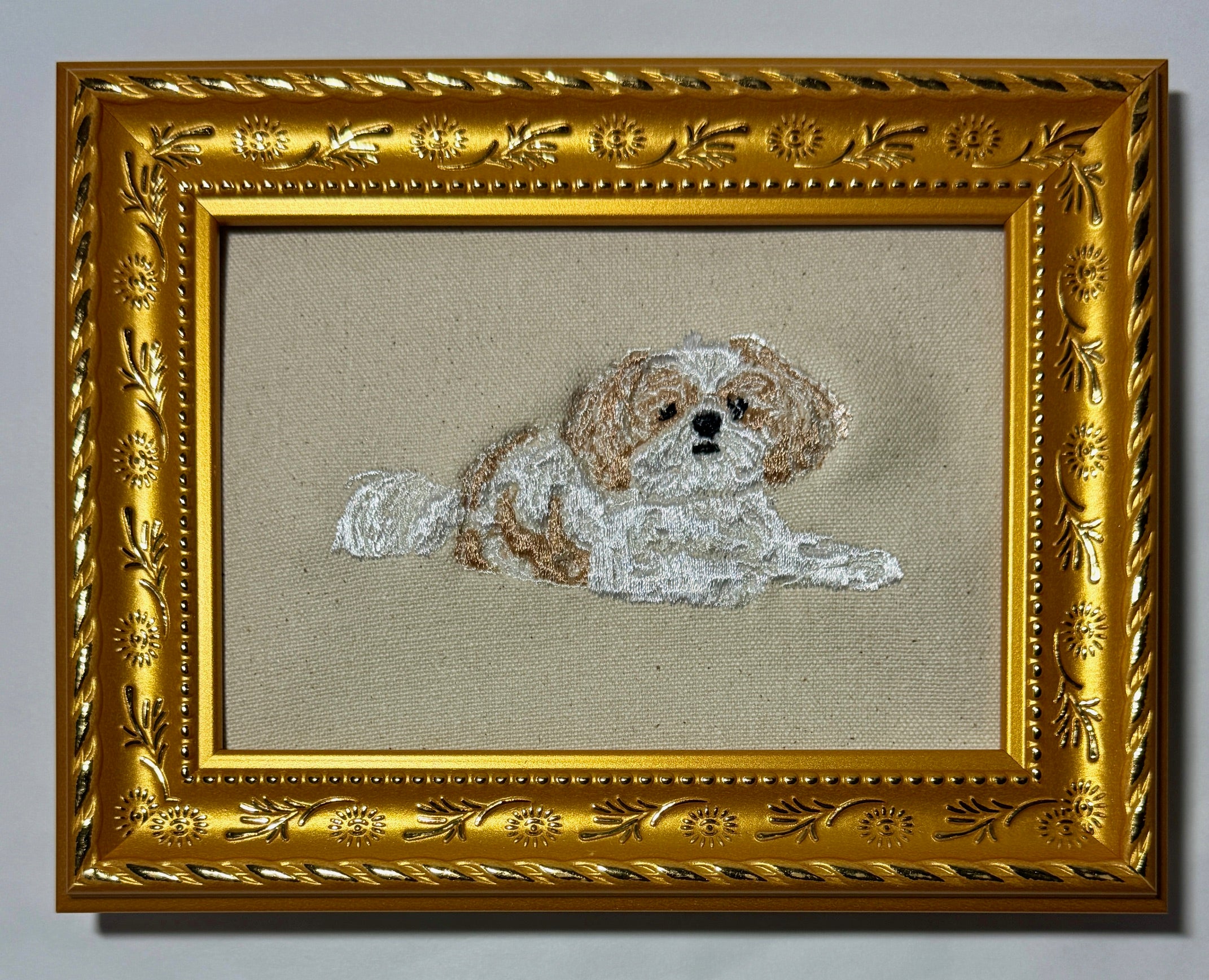 Shih Tzu — Machine Embroidered Framed Art | Tabletop Decor