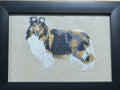 Collie Sheltie Machine Embroidered Framed Art | Tabletop Decor