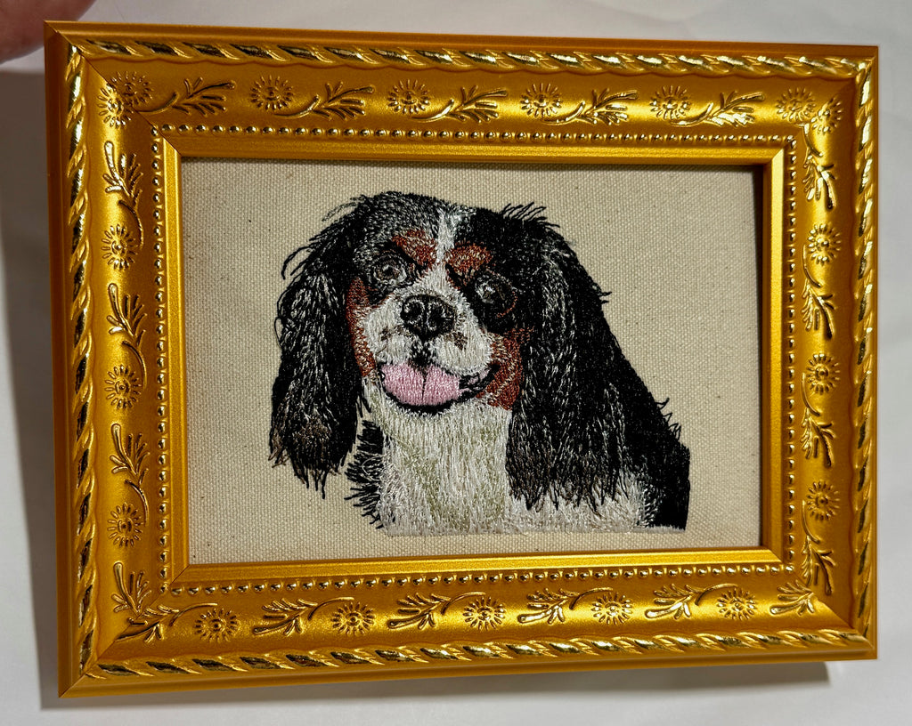 Cavalier King Charles Spaniel — Machine Embroidered Framed Art | Tabletop Decor