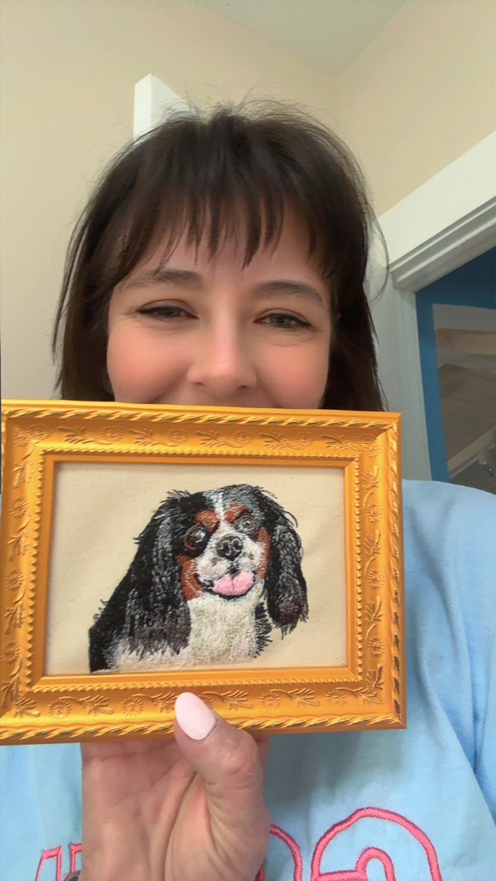 Cavalier King Charles Spaniel — Machine Embroidered Framed Art | Tabletop Decor