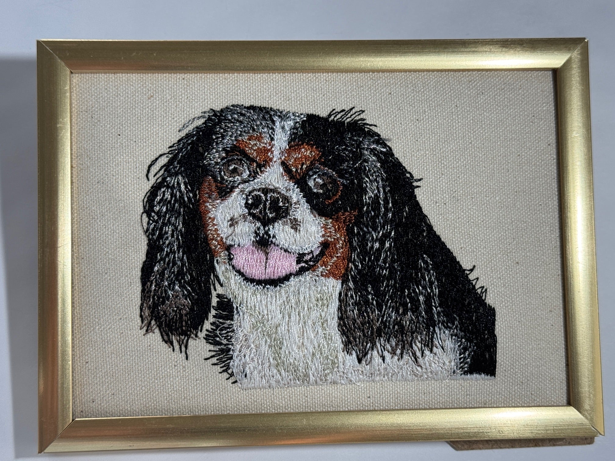 Cavalier King Charles Spaniel — Machine Embroidered Framed Art | Tabletop Decor