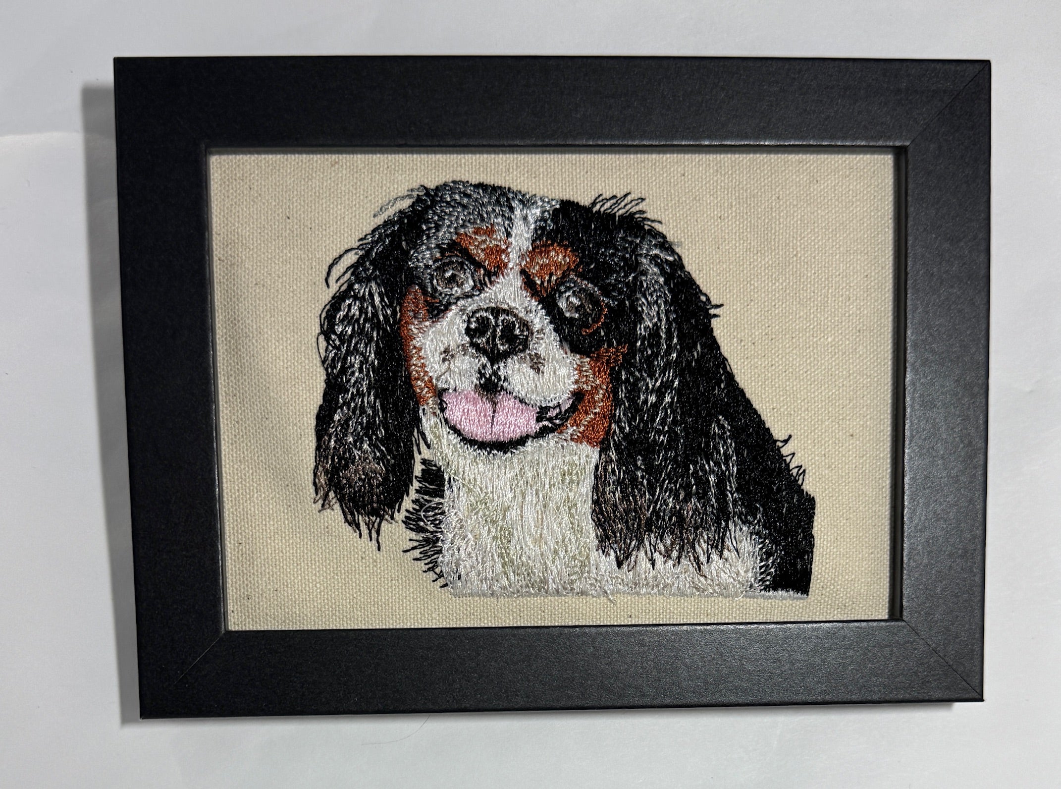 Cavalier King Charles Spaniel — Machine Embroidered Framed Art | Tabletop Decor