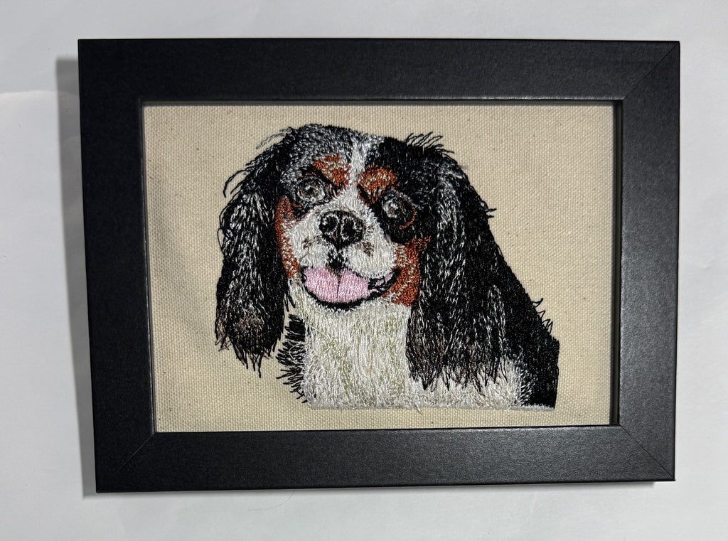 Cavalier King Charles Spaniel — Machine Embroidered Framed Art | Tabletop Decor