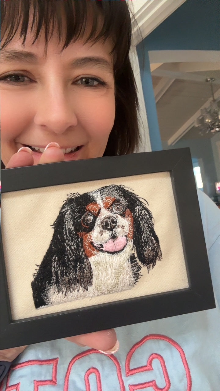 Cavalier King Charles Spaniel — Machine Embroidered Framed Art | Tabletop Decor