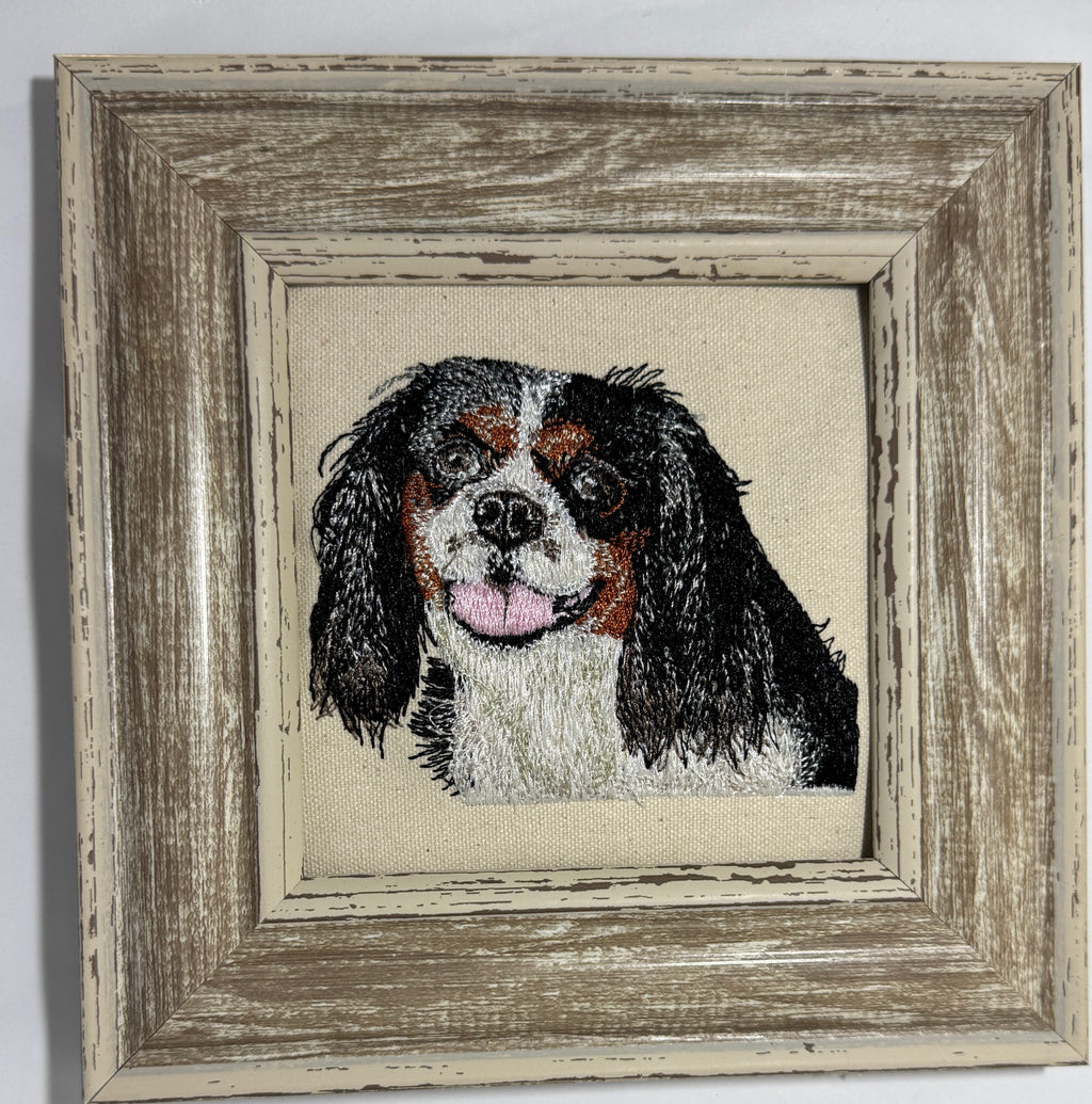 Cavalier King Charles Spaniel — Machine Embroidered Framed Art | Tabletop Decor