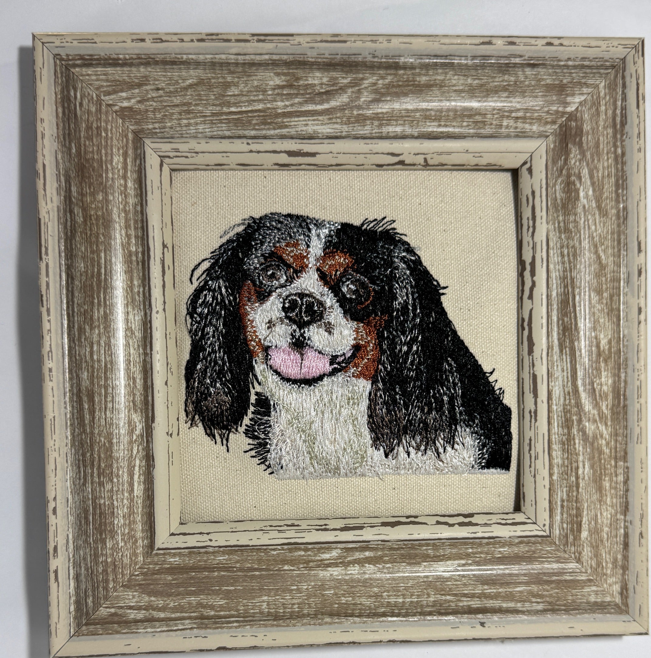Cavalier King Charles Spaniel — Machine Embroidered Framed Art | Tabletop Decor