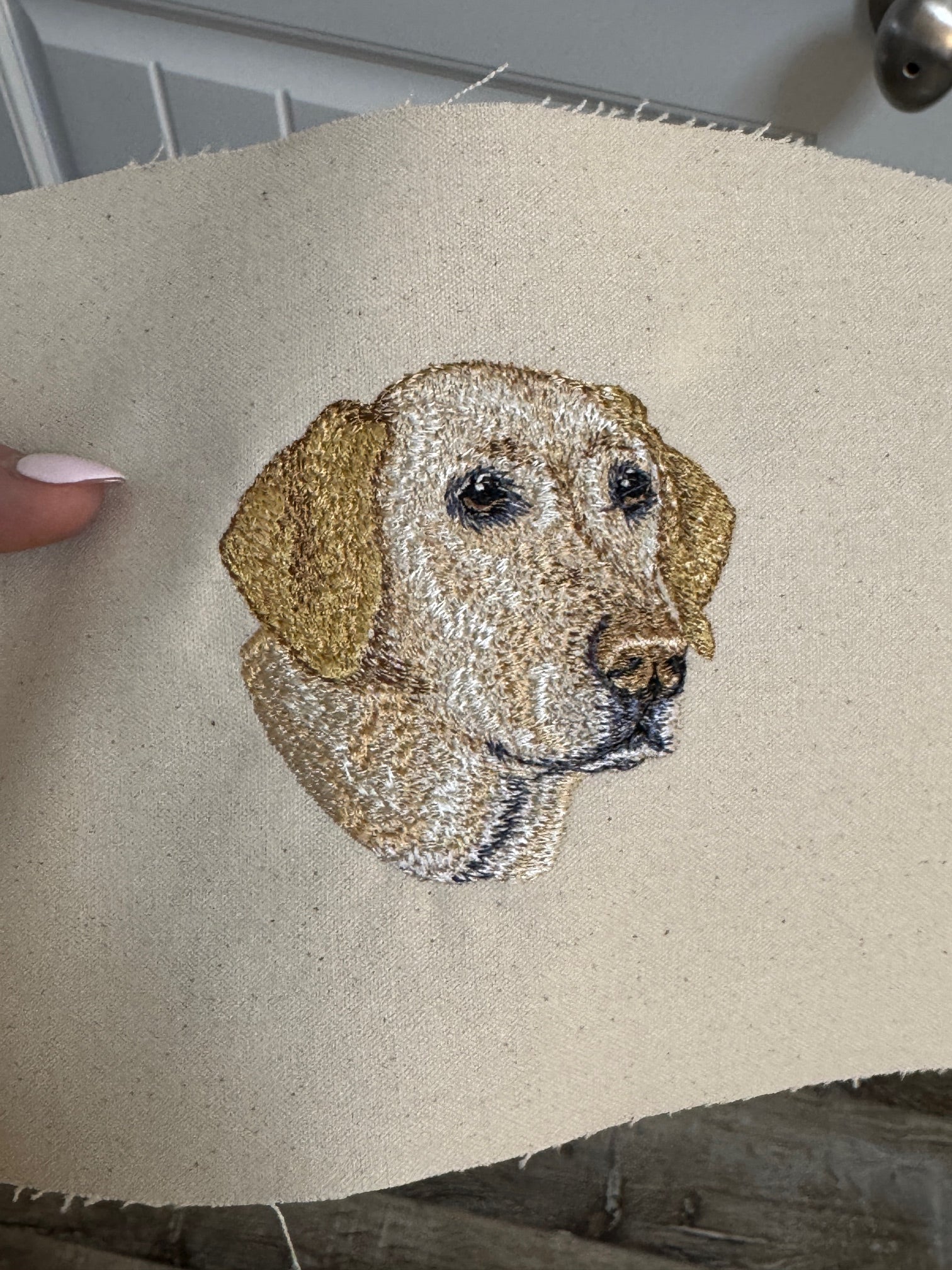 Yellow Labrador Retriever — Machine Embroidered Framed Art | Tabletop Decor
