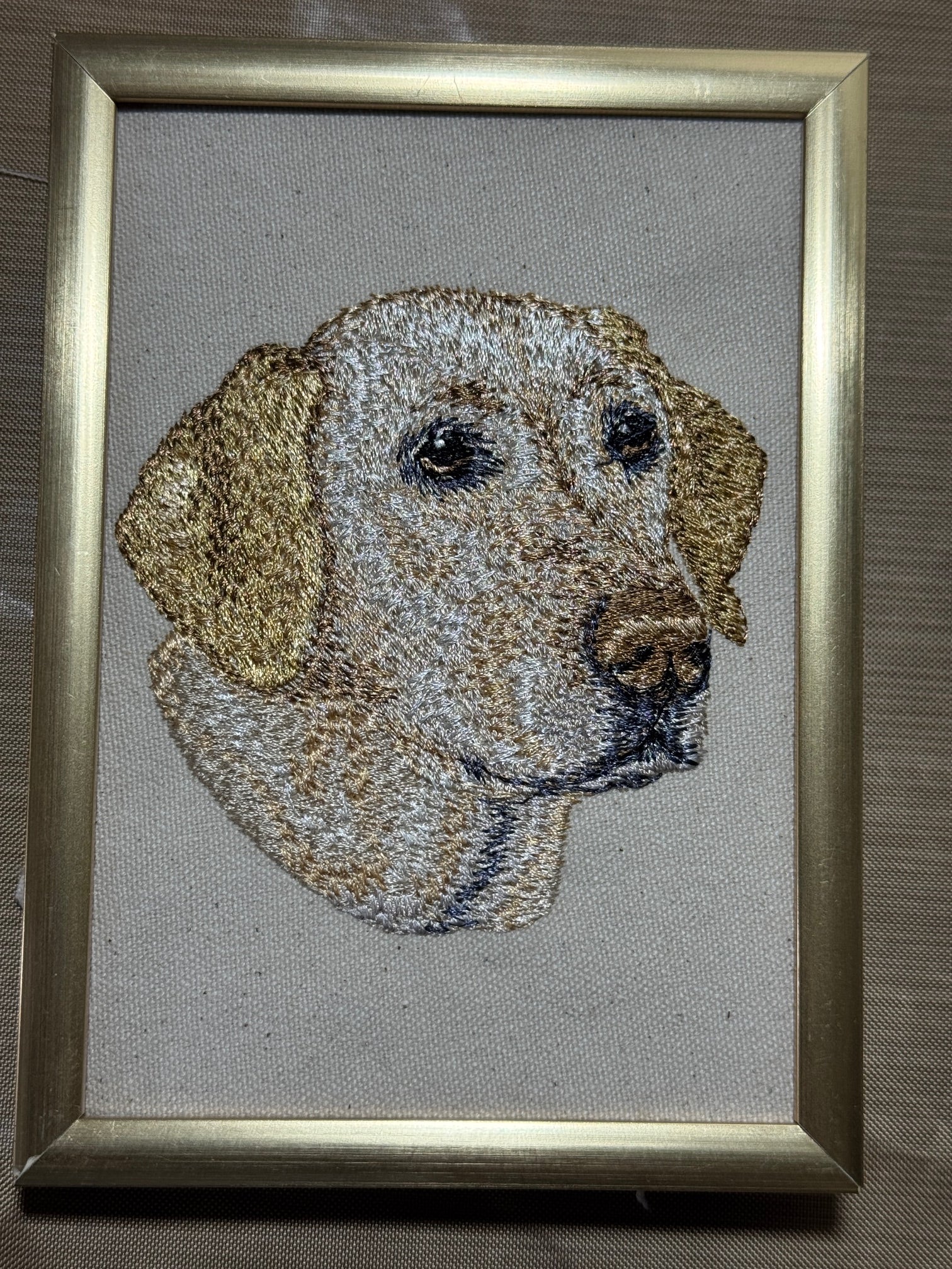 Yellow Labrador Retriever — Machine Embroidered Framed Art | Tabletop Decor