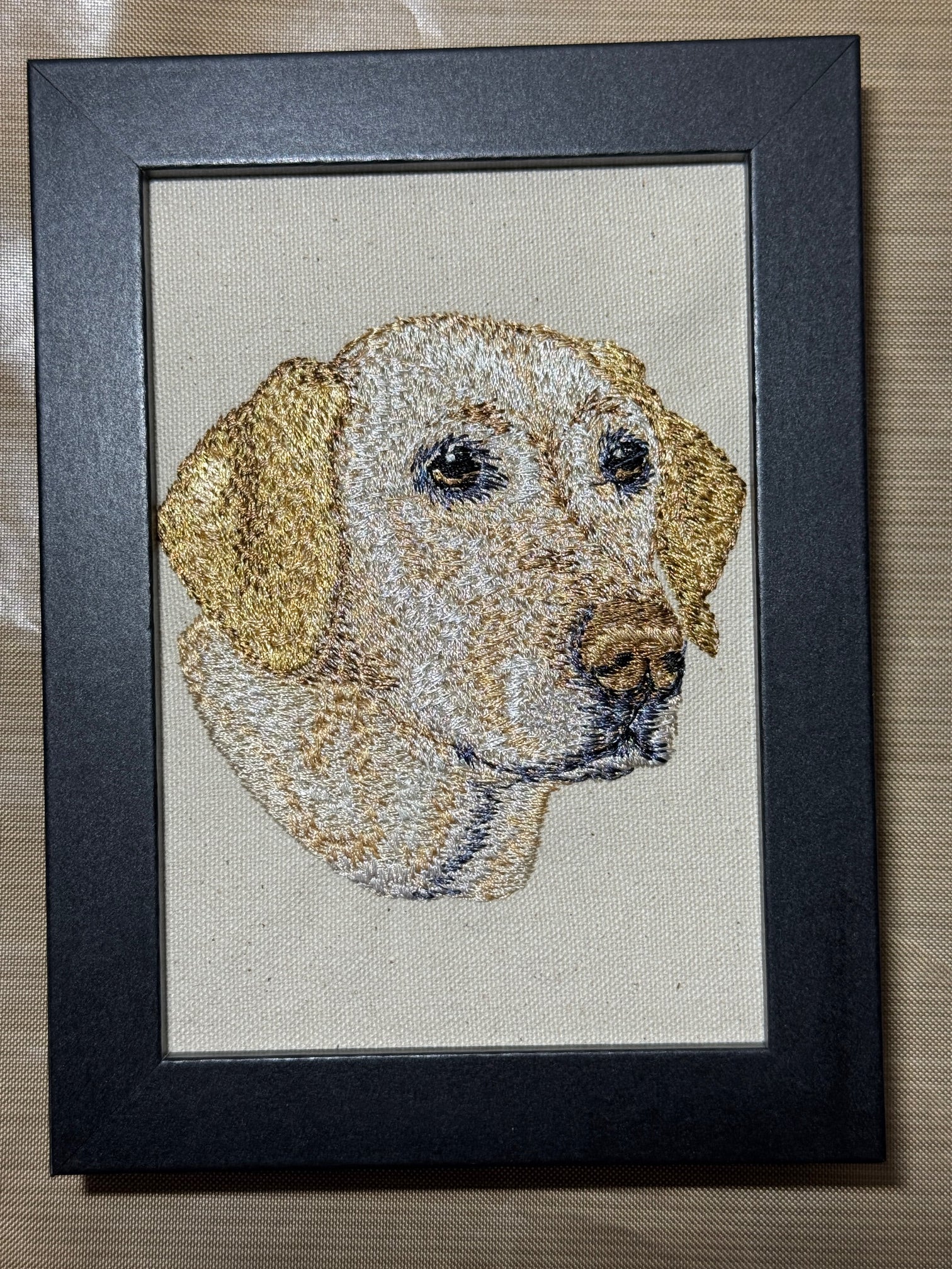 Yellow Labrador Retriever — Machine Embroidered Framed Art | Tabletop Decor