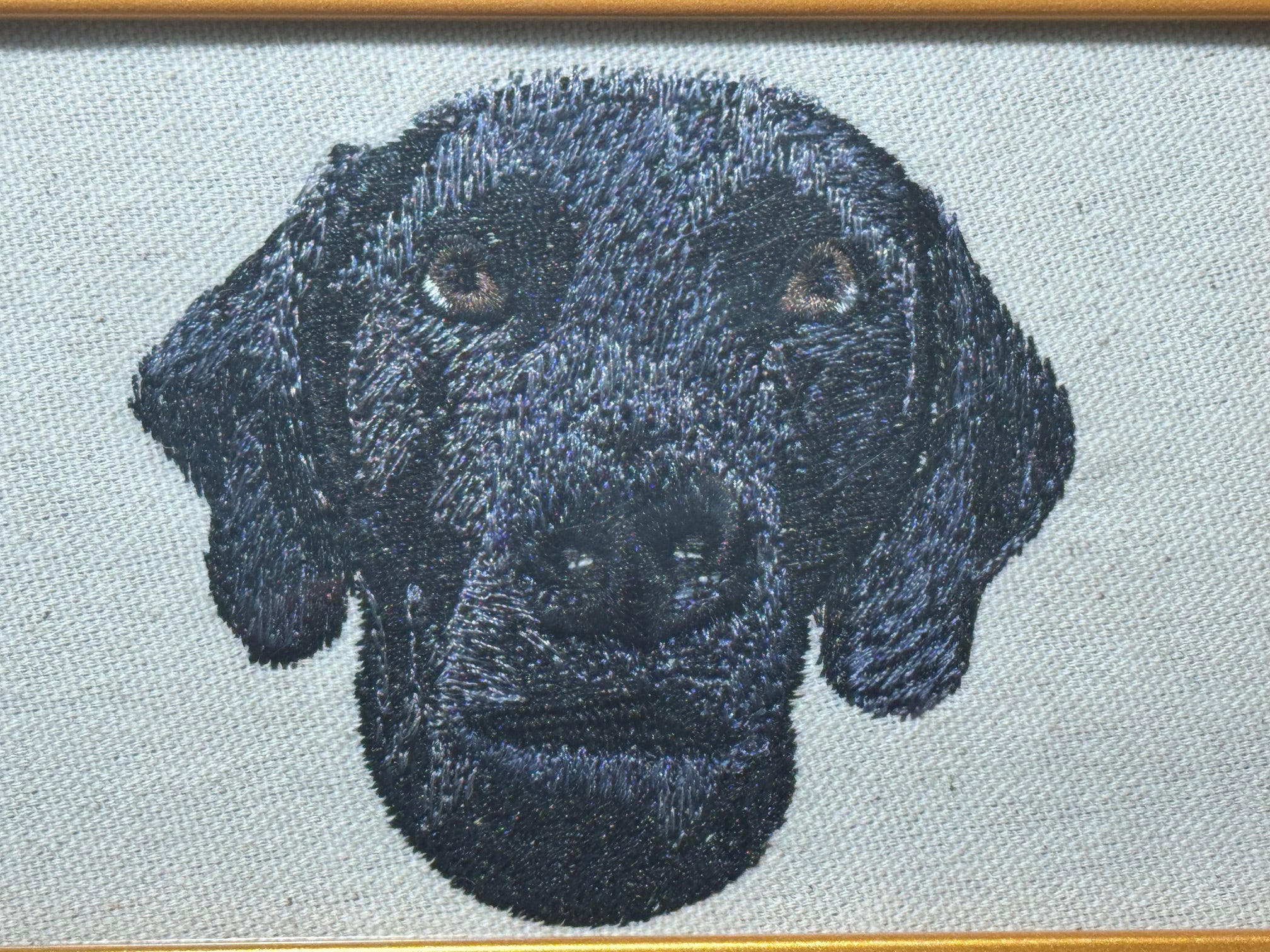 Labrador Pointer Machine Embroidered Framed Art | Tabletop Decor