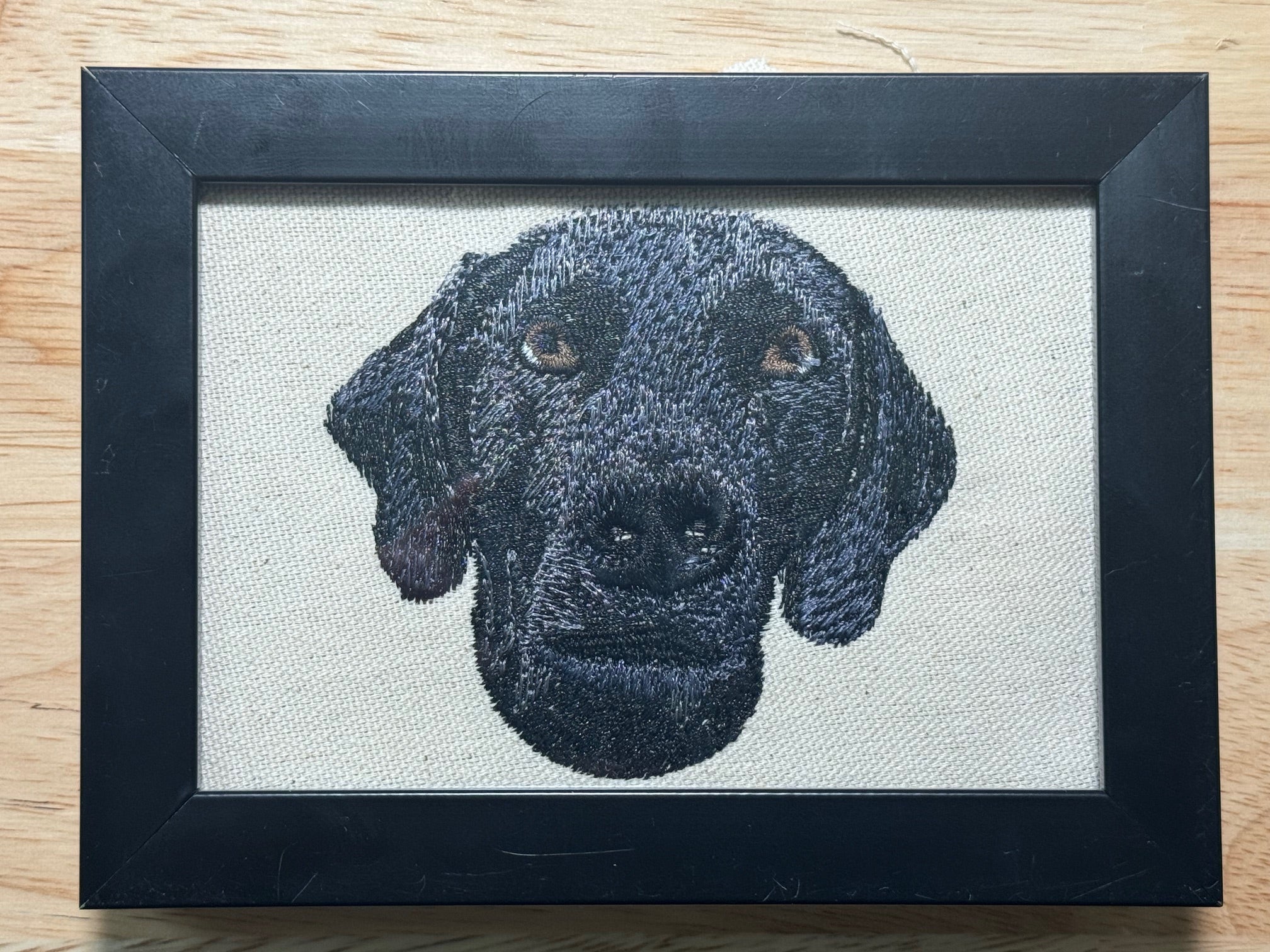 Labrador Pointer Machine Embroidered Framed Art | Tabletop Decor