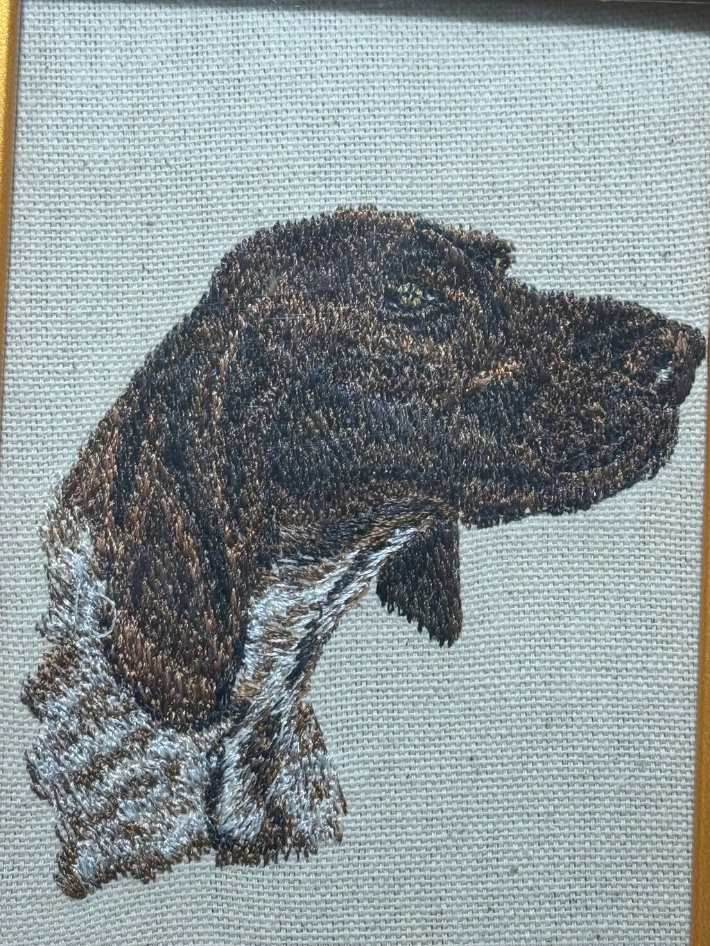 German Pointer Mix Machine Embroidered Framed Art | Tabletop Decor