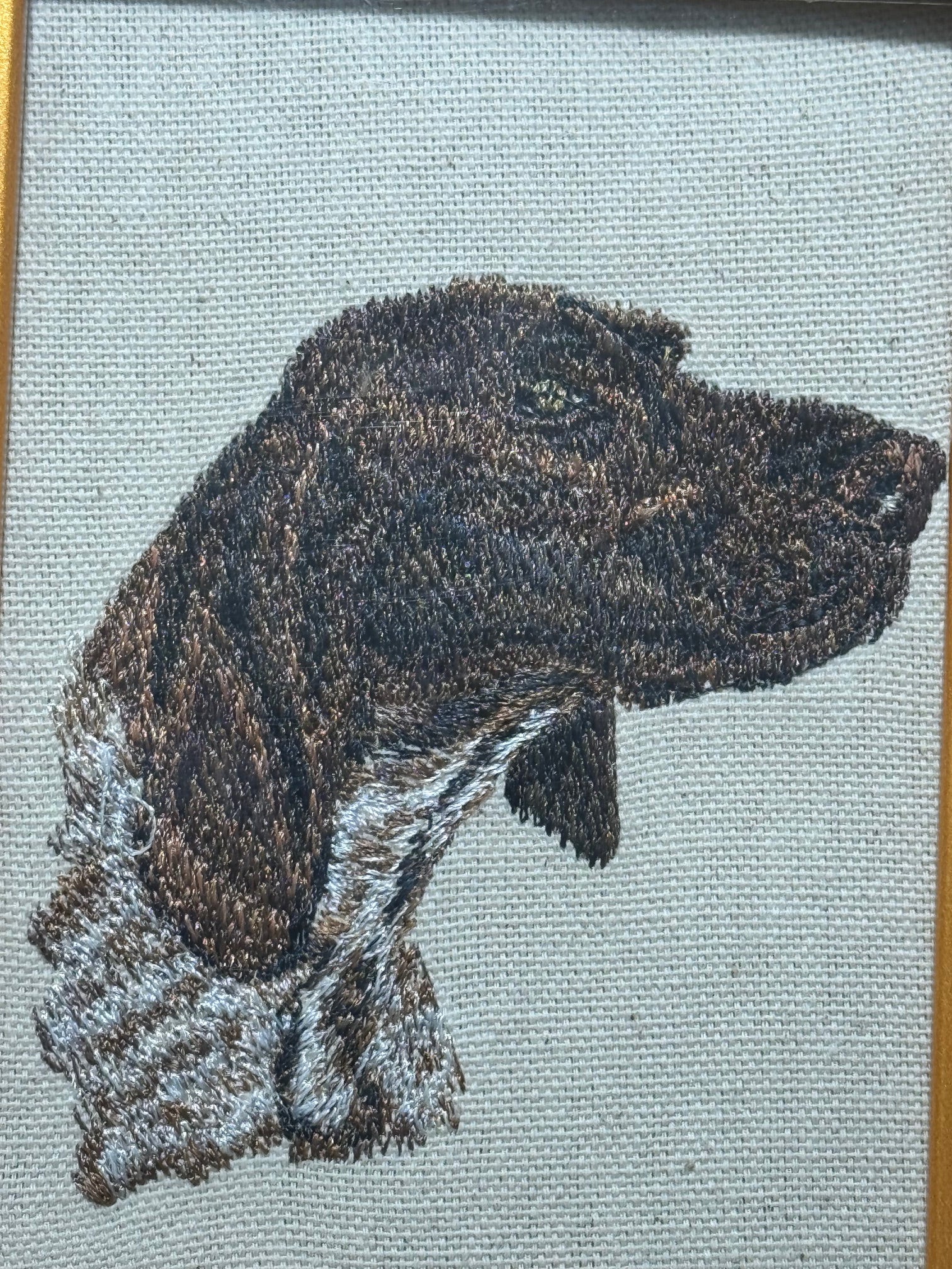 German Pointer Mix Machine Embroidered Framed Art | Tabletop Decor