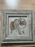 Pomeranian Machine Embroidered Framed Art | Tabletop Decor