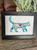 Kitty Cat Beautiful Applique Machine Embroidery Cat in Your Choice of Frame or Kitchen Hand Towel