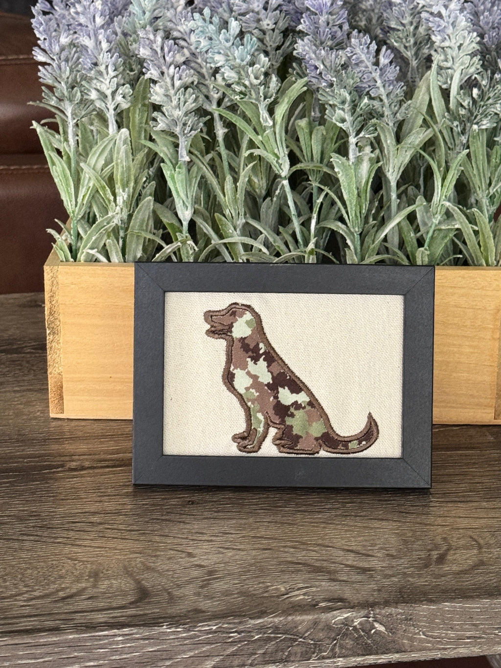 Labrador Retriever Camo Machine Embroidered Framed Art | Dog Lover Decor
