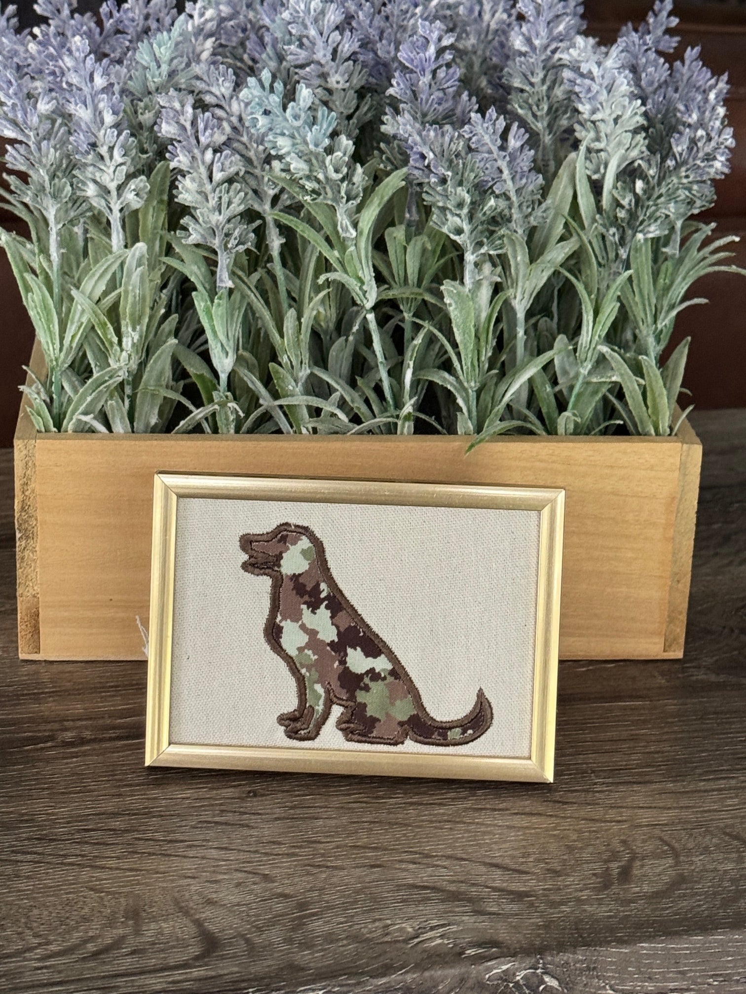 Labrador Retriever Camo Machine Embroidered Framed Art | Dog Lover Decor