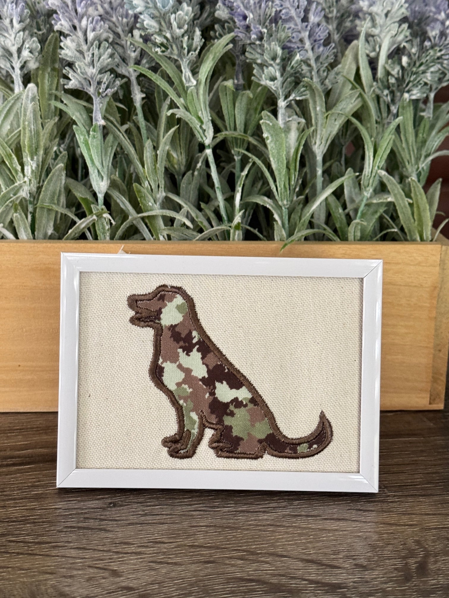 Labrador Retriever Camo Machine Embroidered Framed Art | Dog Lover Decor