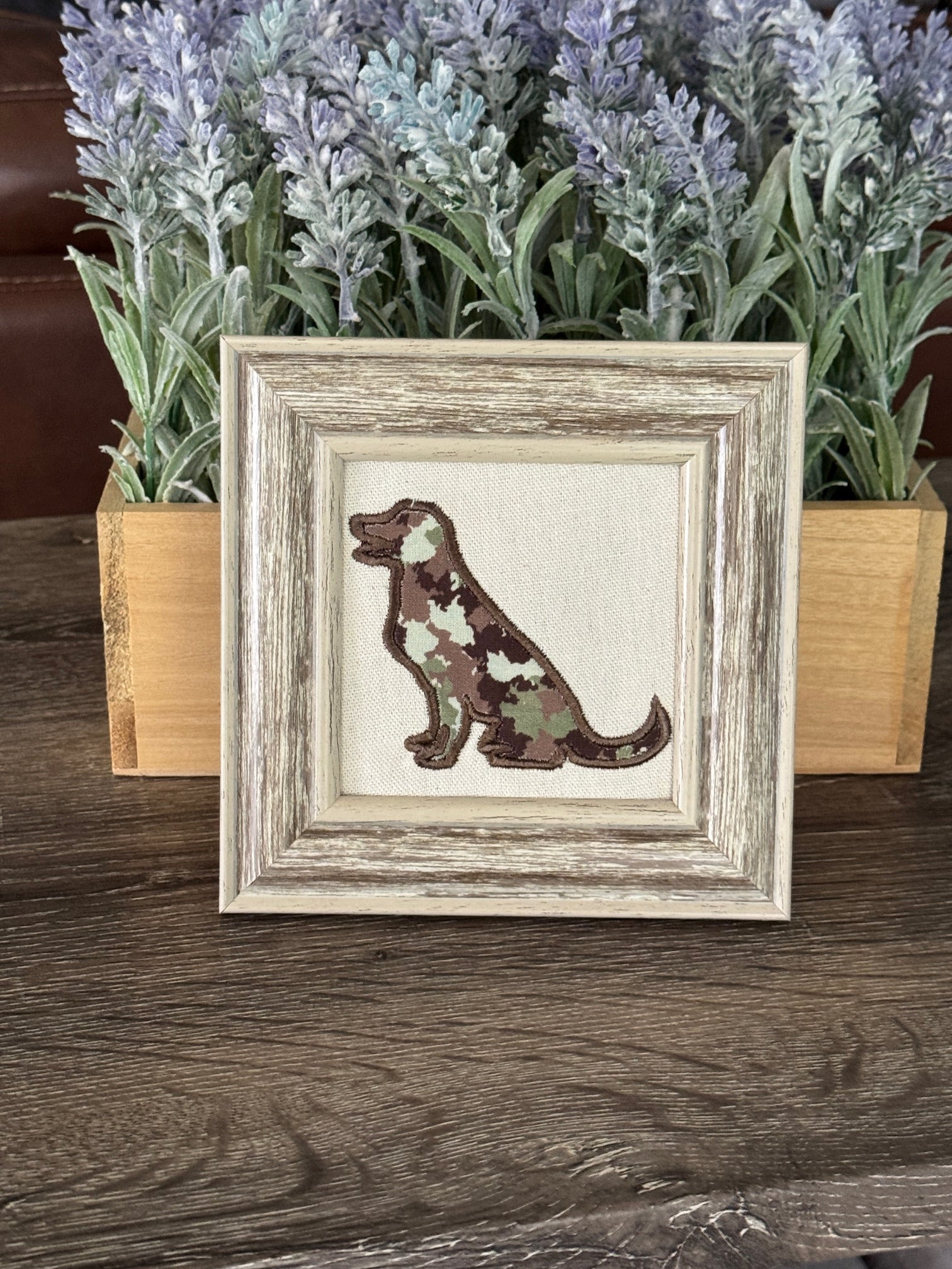 Labrador Retriever Camo Machine Embroidered Framed Art | Dog Lover Decor