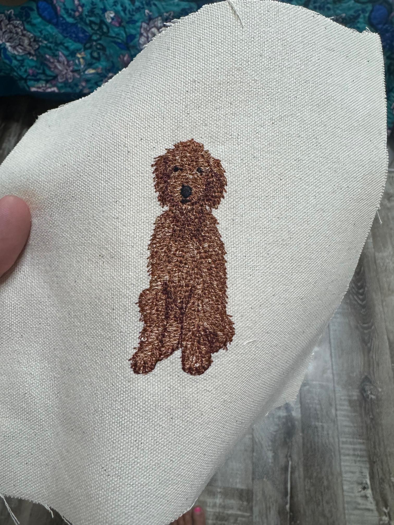 Red Poodle Machine Embroidered Framed Art | Tabletop Decor for Home or Office