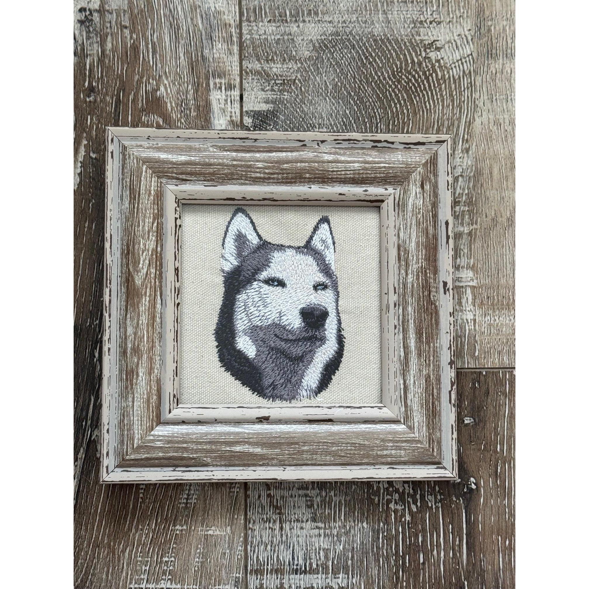 Husky Machine Embroidered Framed Art No. 2 | Tabletop Decor