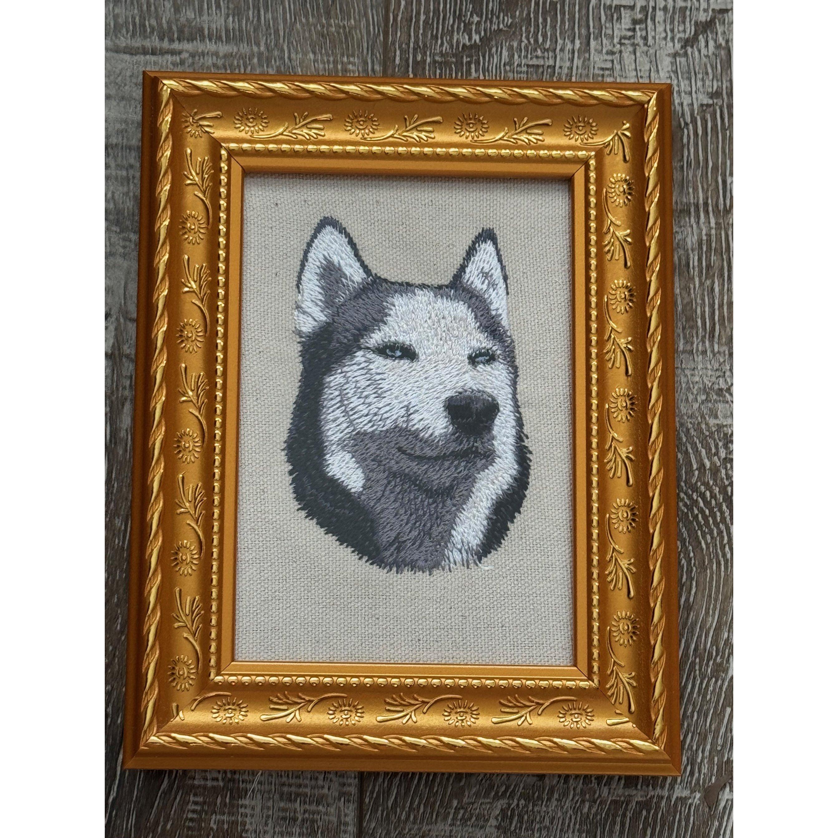 Husky Machine Embroidered Framed Art No. 2 | Tabletop Decor