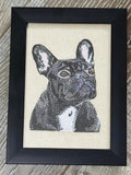 French Bulldog Machine Embroidered Art | Framed Dog Breed Décor