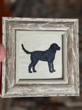 Black Labrador Retriever Machine Embroidered Art No. 2 | Framed Dog Breed Décor